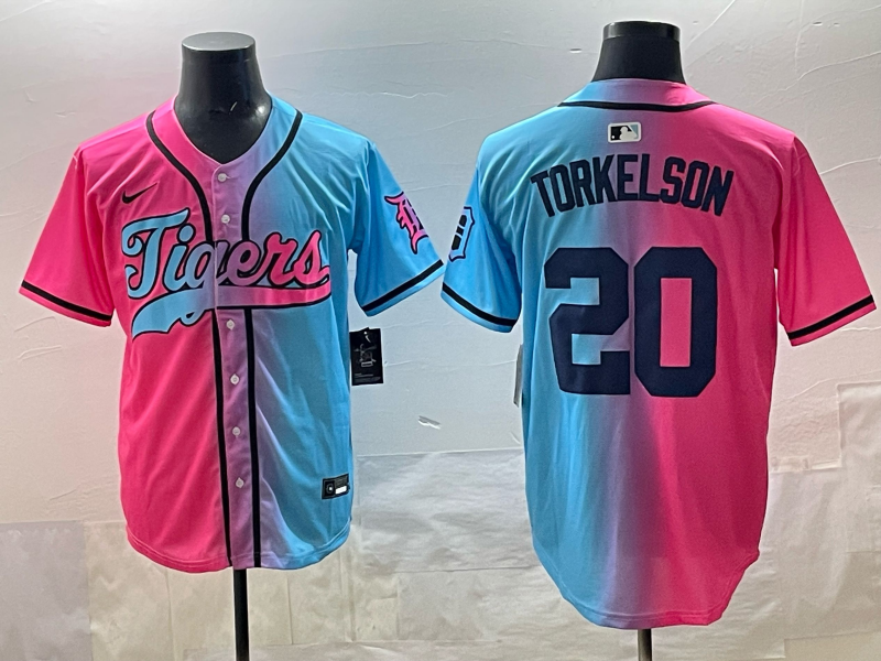 Men's Detroit Tigers Spencer Torkelson #20 Pink/Blue Jersey